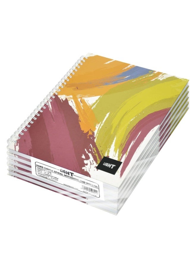 FIS Light Spiral Hard Cover Notebook Single Line (Pack of 5 Pcs X 100 Sheets) 9X7 Inch Size - LINBS971804 - Image 1